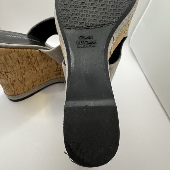 Stuart Weitzman Ultra High Cork Gray Suede Wedges Size 6. Made In Spain Sexy - Picture 13 of 16